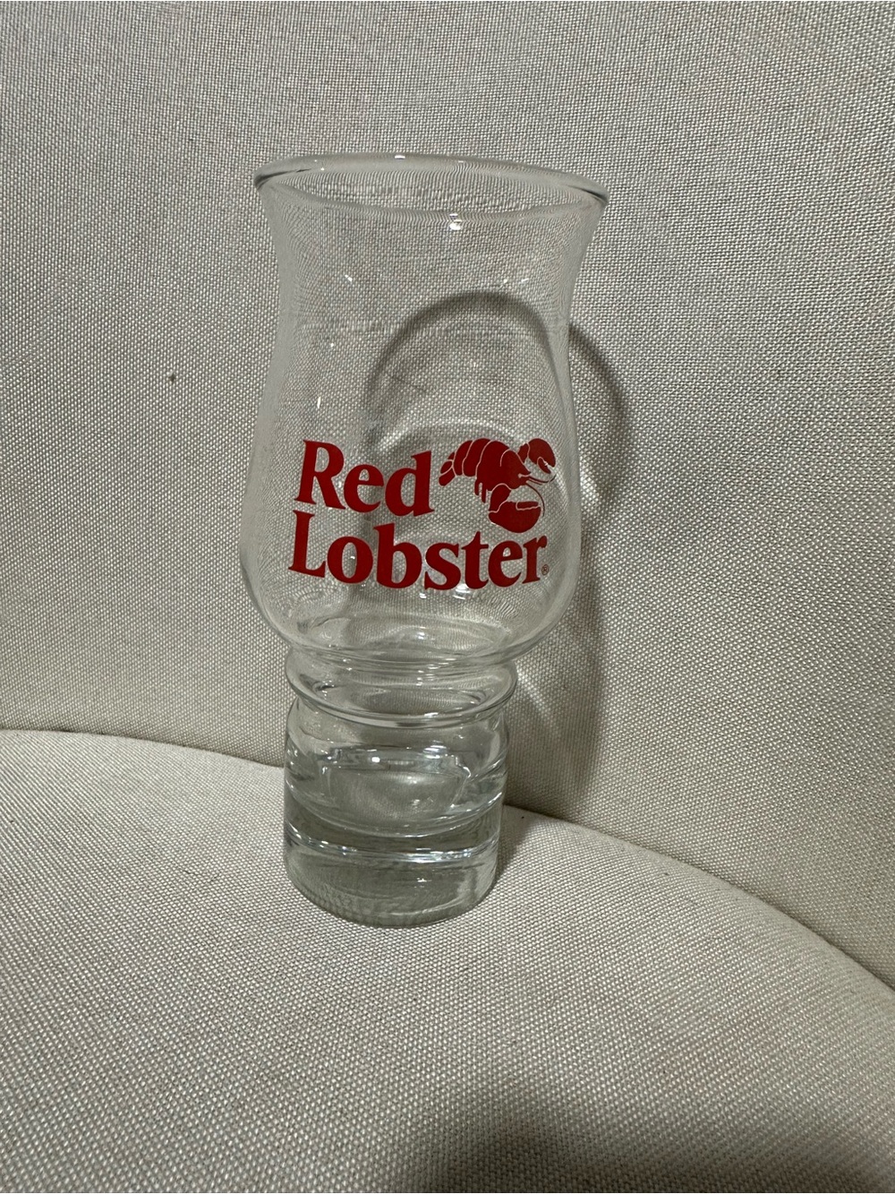 Red Lobster Clear Glass with Red Logo 1980